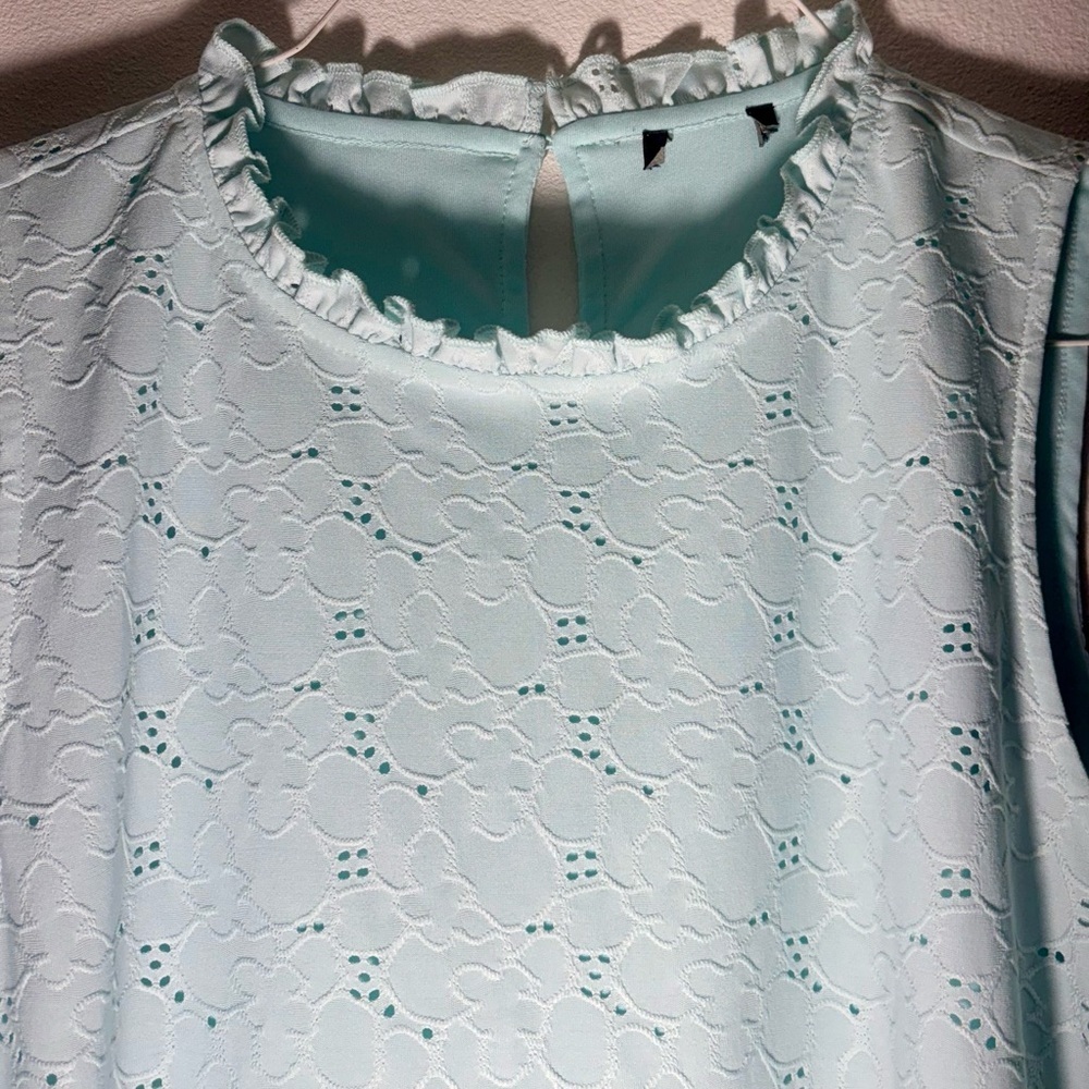 Women’s Sleeveless Stretchy Lace Top - Mint SZ M - Picture 5 of 11